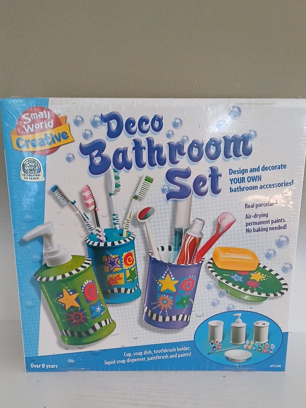 Deco Bathroom Set - Colorful Green & Blue Kids Bath Accessory Kit